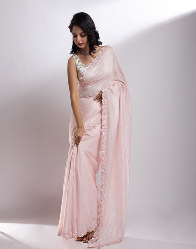 Buy Misty Blush Pink Embellished Saree Online