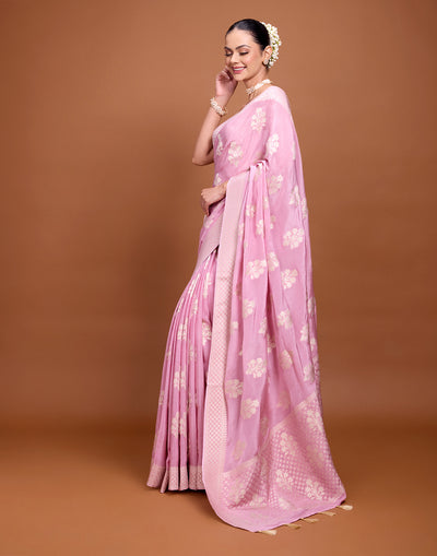 Misty Lavender Blended Chiffon Festive Saree