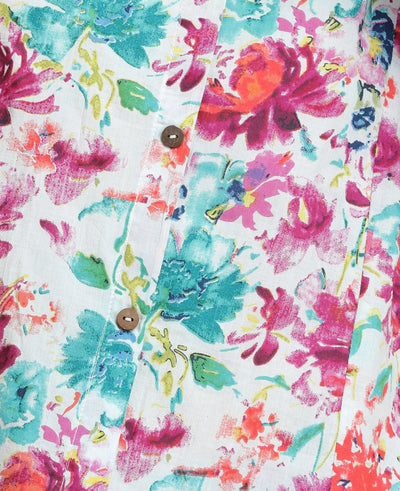 Multicolor On White Floral Printed Kurta Set