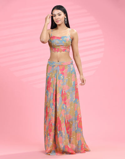 Multicolor Printed Fusion Co-ord Set