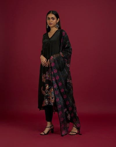 Multicolor Printed High-Low Hem Kurta Set