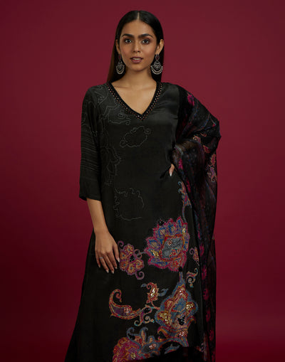 Multicolor Printed High-Low Hem Kurta Set