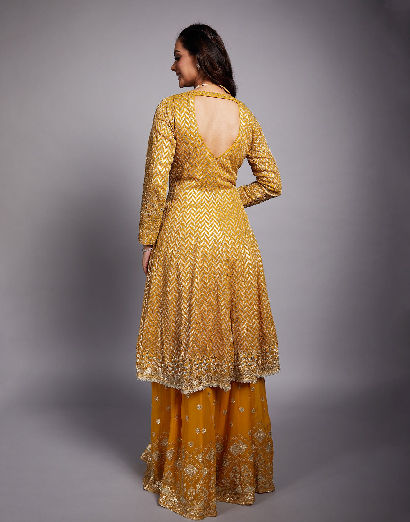 Mustard Yellow Embellished Salwar Suit Set