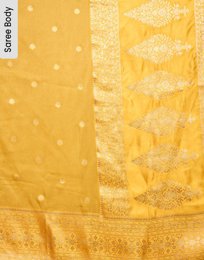 Mustard Yellow Floral Weave Silk Saree