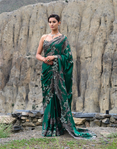 Mystiqè Forest Embellished Cutwork Saree