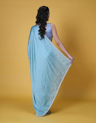 Ocean Reef Satin Embellished Saree