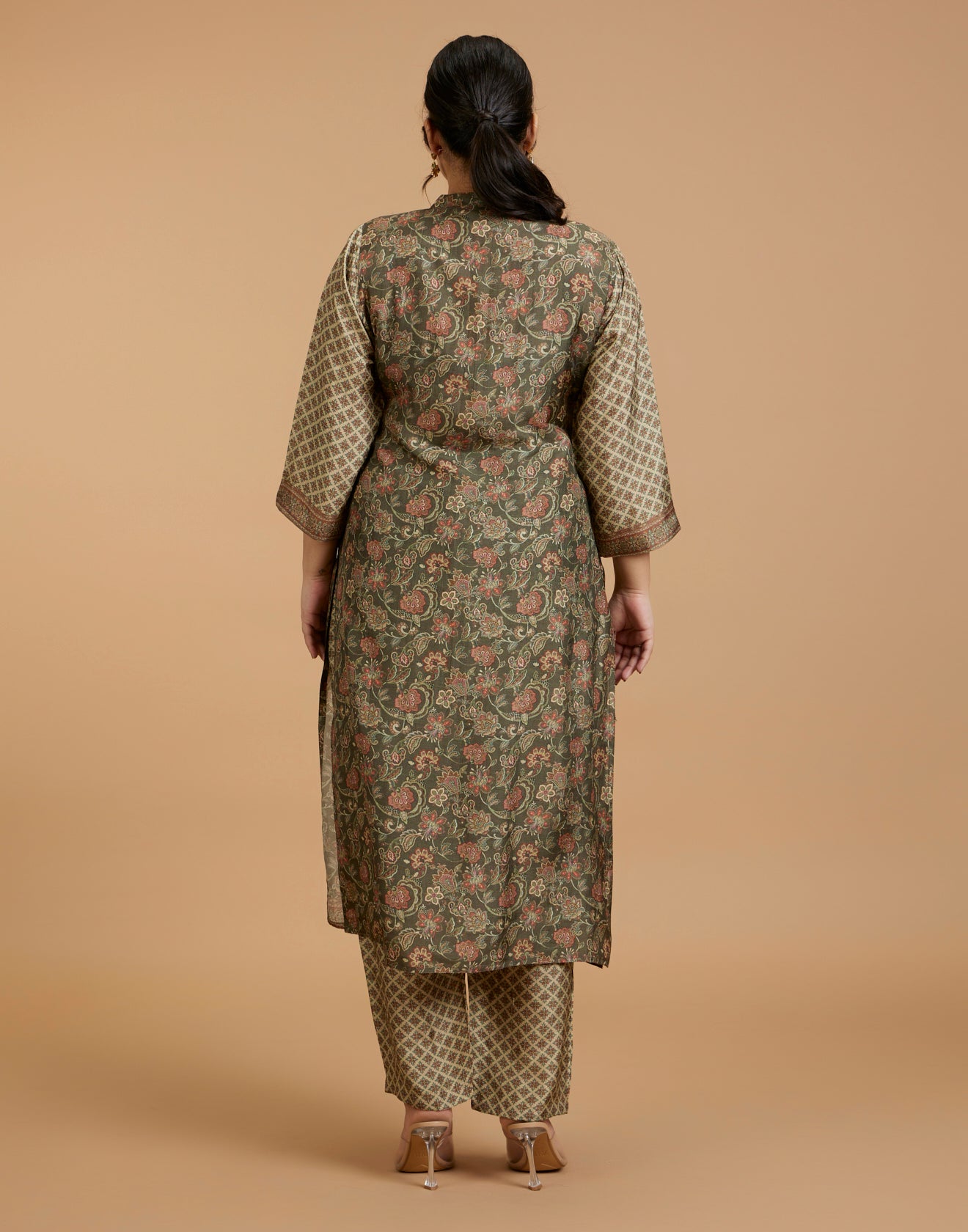 Olive Green Kalamkari Printed Workwear Kurta Set