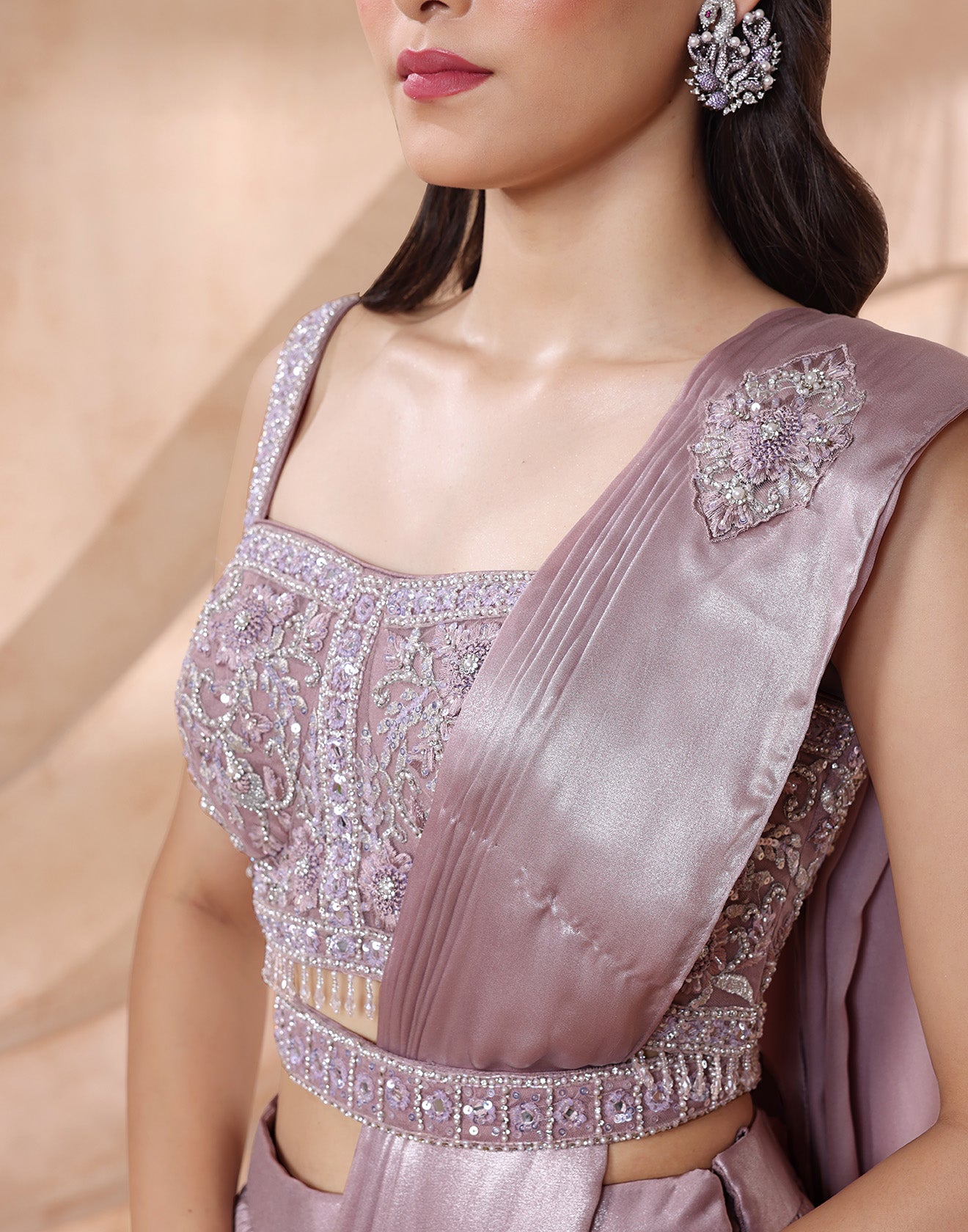 Orchid Mist Embellished Pre-Stitched Saree