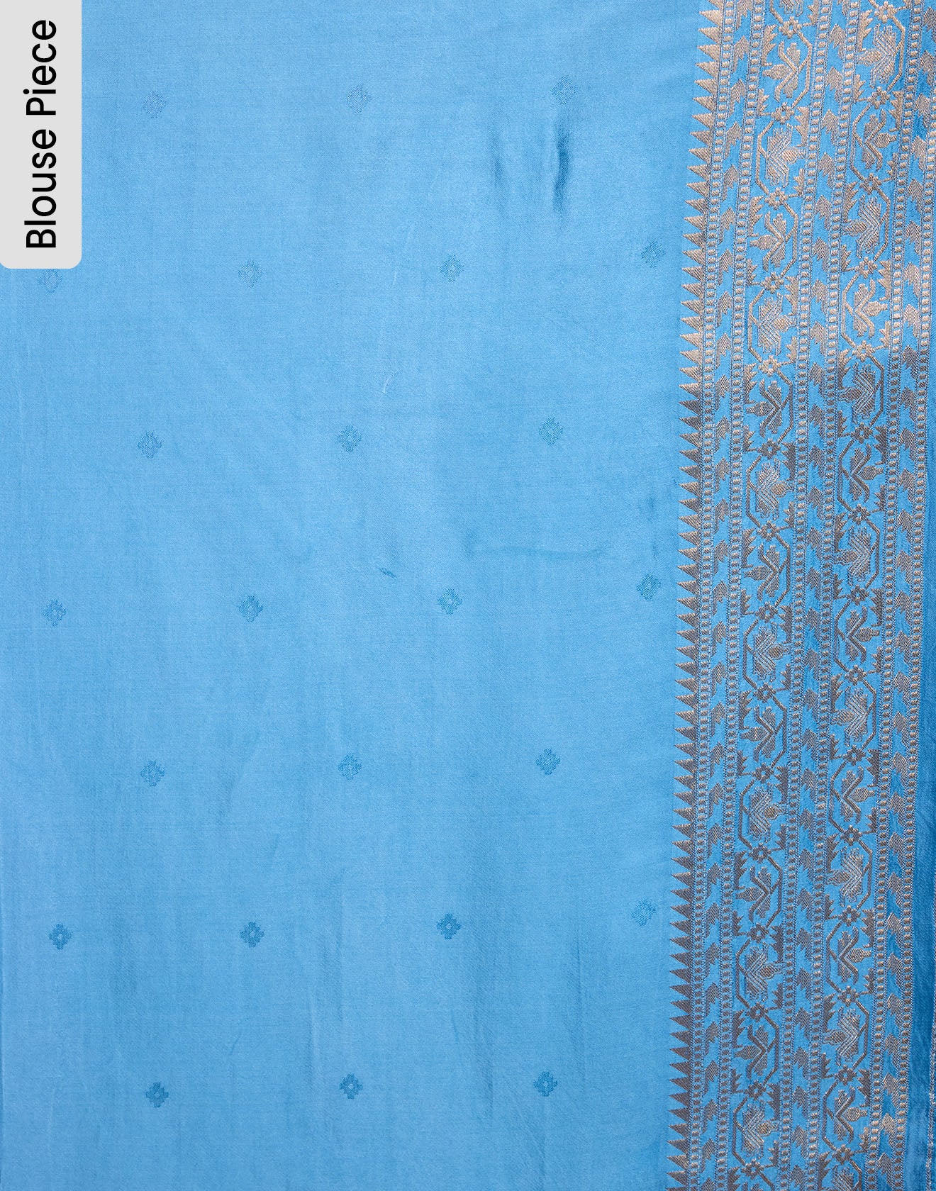 Pacific Blue With Zari Floral Butti Silk Saree