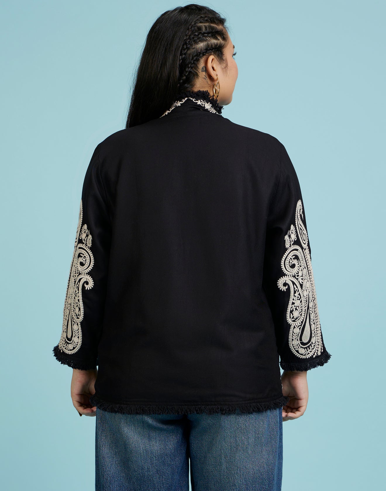 Buy Paisley Cluster Embroidered Cotton Jacket online