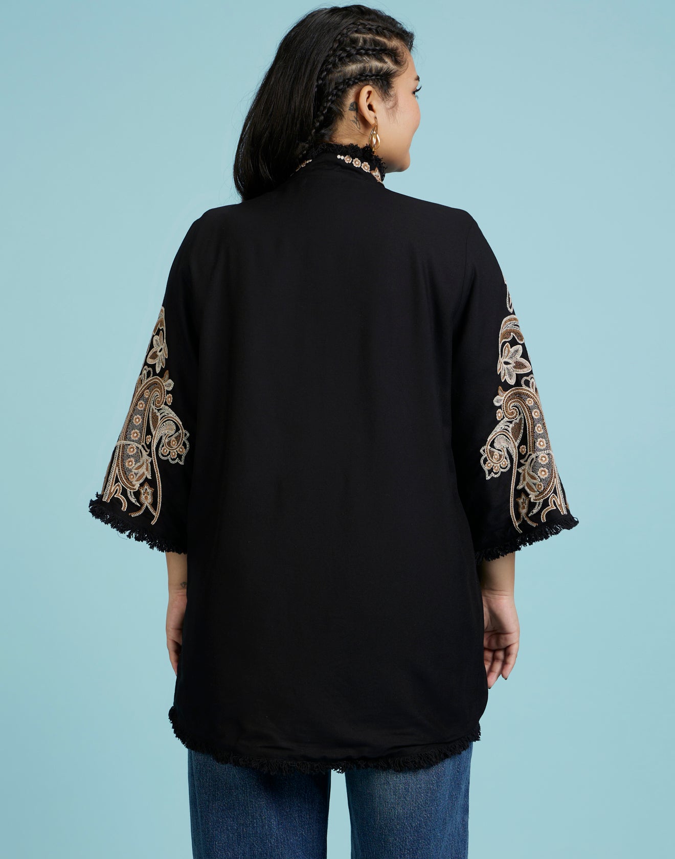 Paisley Drama Embroidered Cotton Jacket