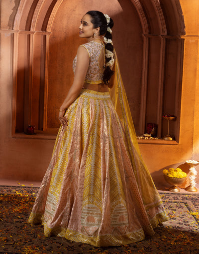 Pastel Multi Hue Gota Patti Embroidered Wedding Lehenga