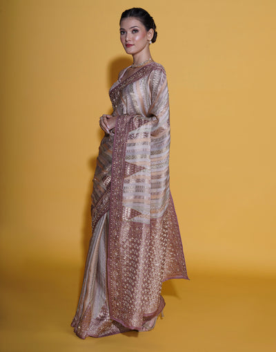 Pastel Mellows Embellished Silk Saree