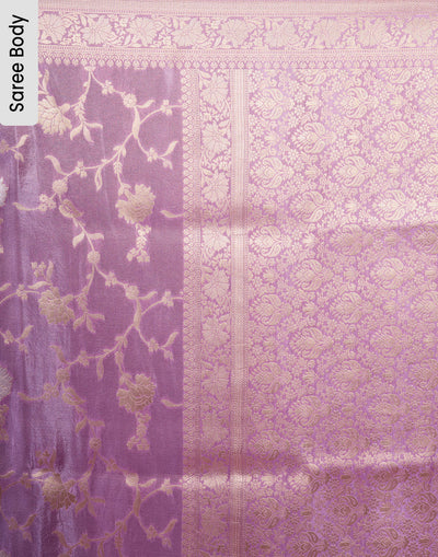 Pearl Lavender Zari Floral Jaal Silk Saree