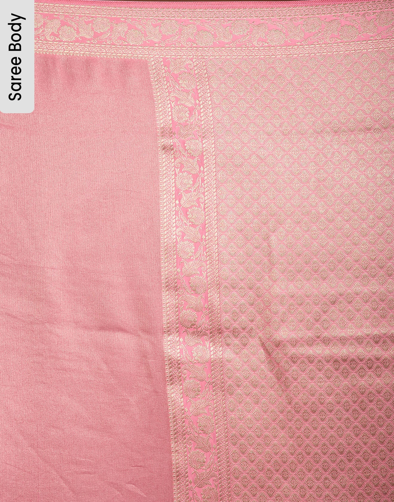 Plain Peach Floral Border Silk Saree