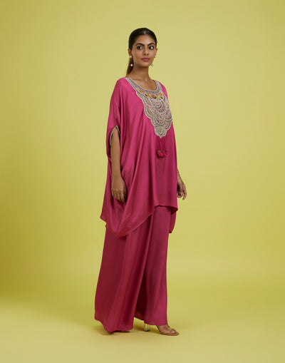 Punch Pink Embroidered Festive Co-Ord Kurta Set