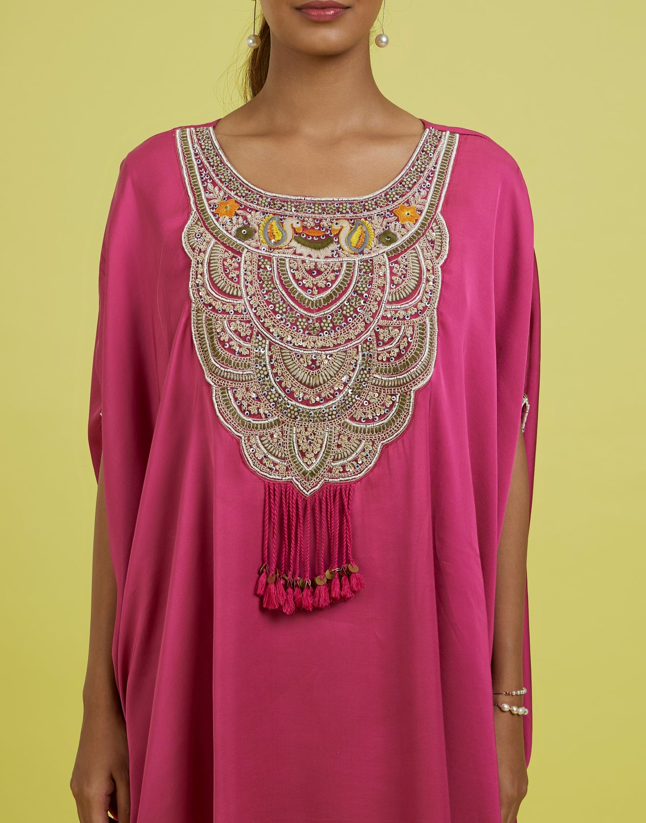 Punch Pink Embroidered Festive Co-Ord Kurta Set