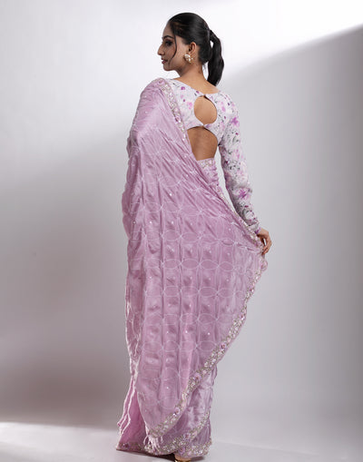 Buy Purple Haze Embroidered Festive Saree Online 
