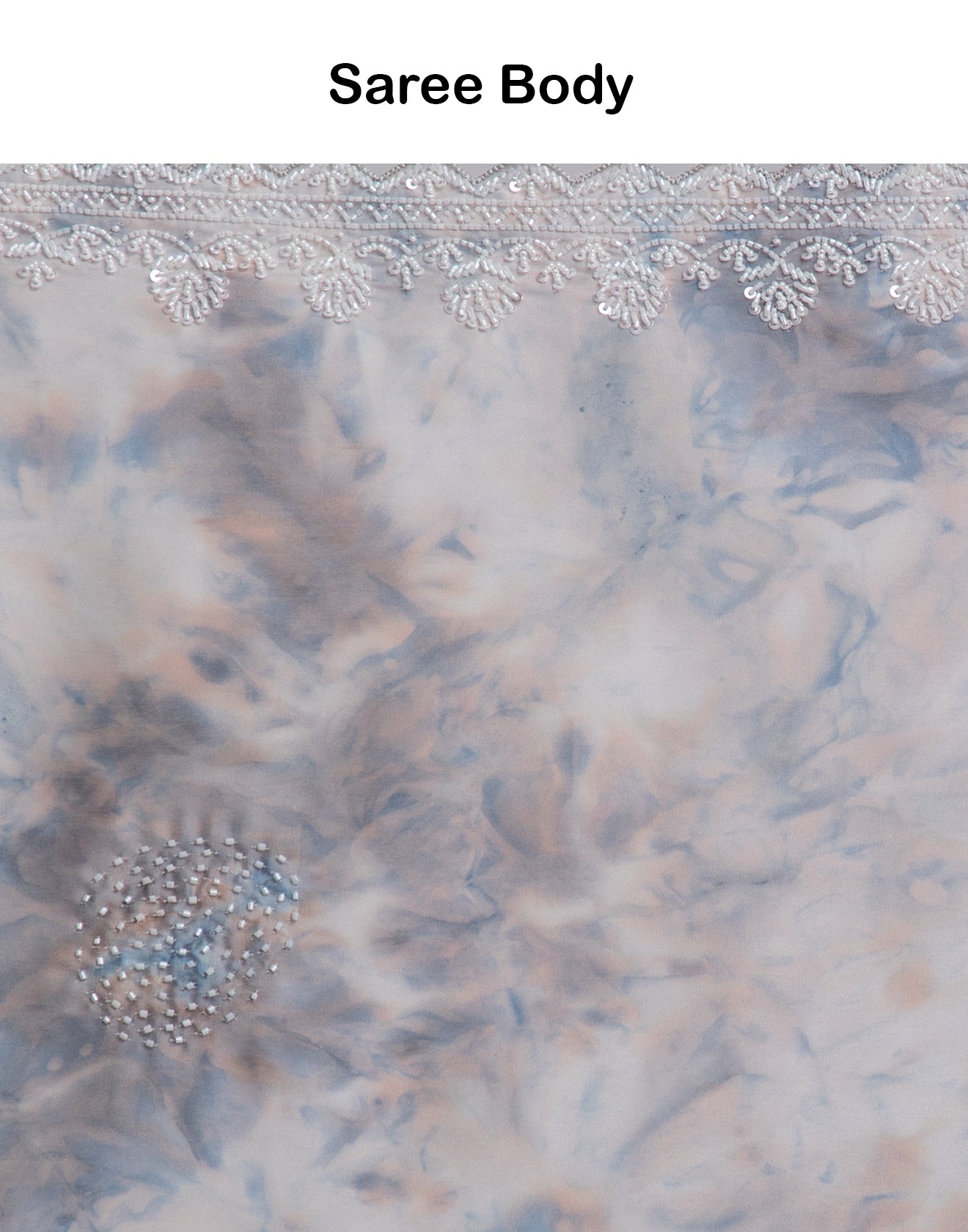 Buy Quartz Grey Marble Print Satin Embellished Saree Online