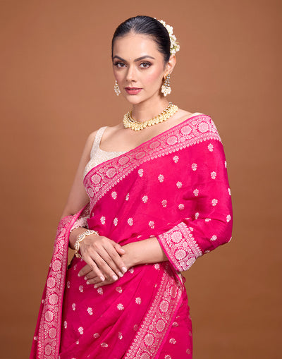 Raani Pink Phool Butta Silk Saree