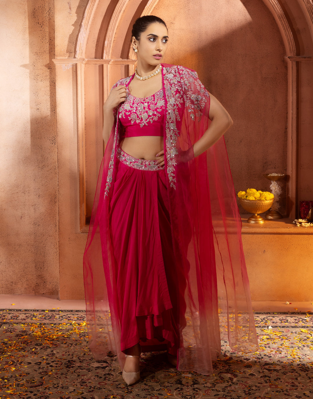 Ethnic Bollywood Indo Western Fusion Dresses Buy Raspberry Pink