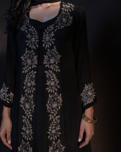 Raven Black Embroidered Salwar Suit Set
