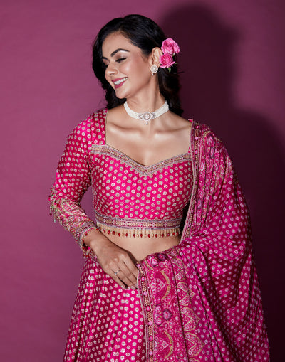 Rosetté Print With Embroidery Bridal Lehenga Set