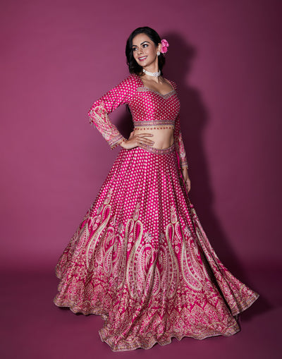 Rosetté Print With Embroidery Bridal Lehenga Set