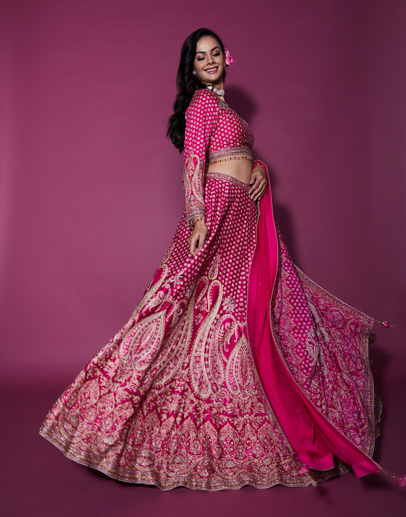 Rosetté Print With Embroidery Bridal Lehenga Set