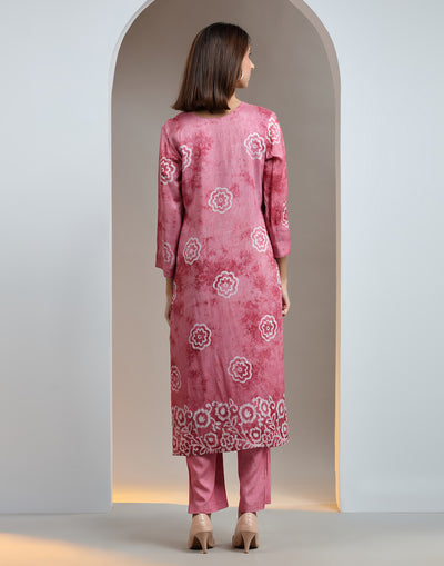 Rouge Pink Batik Printed Kurta Set