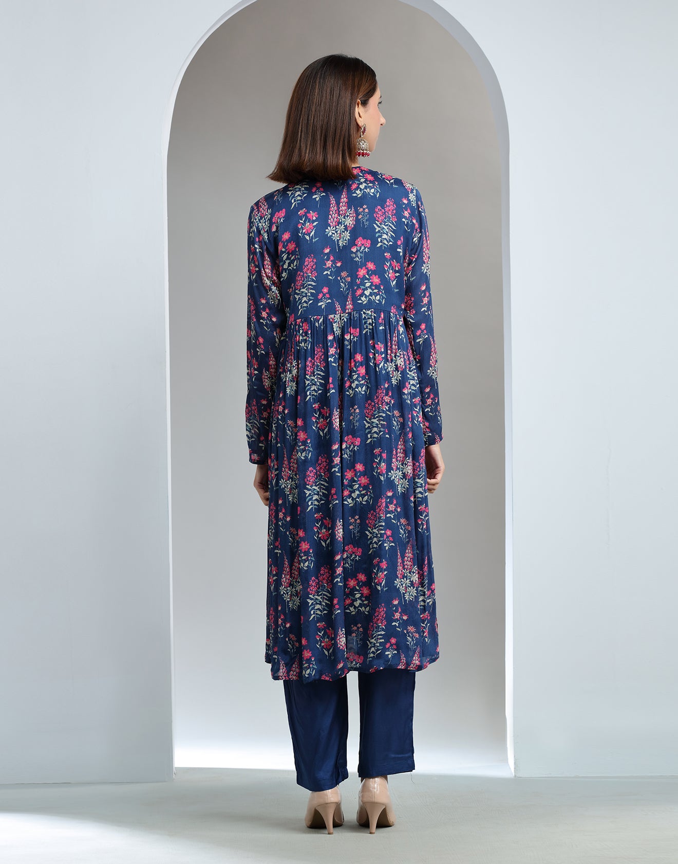 Royal Blue Floral Festive Kurta Set