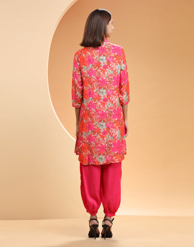 Ruby Pink Floral Printed Kurta Set