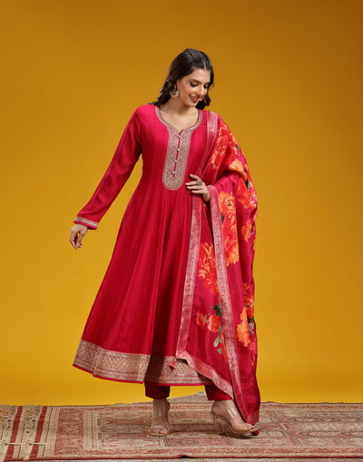 Ruby Petal Kalidaar Festive Anarkali Set