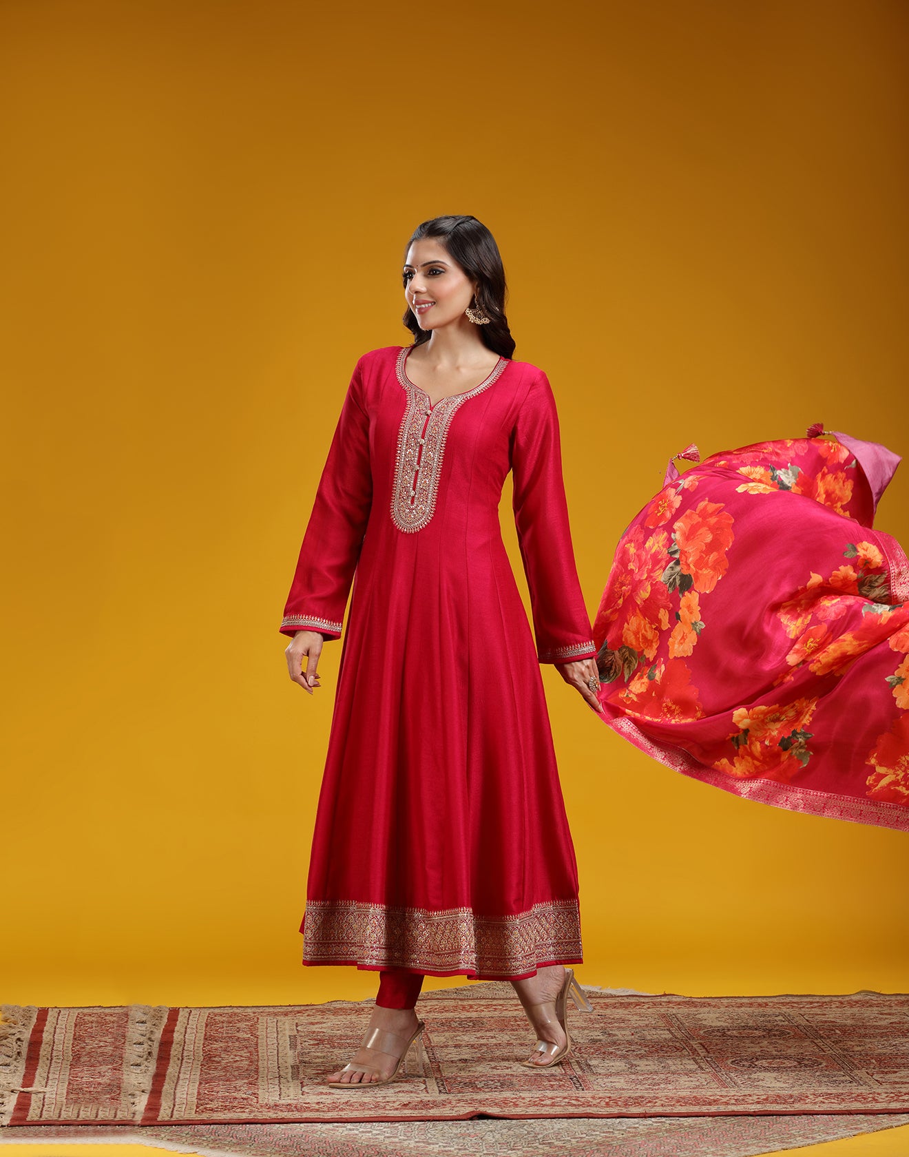 Ruby Petal Kalidaar Festive Anarkali Set