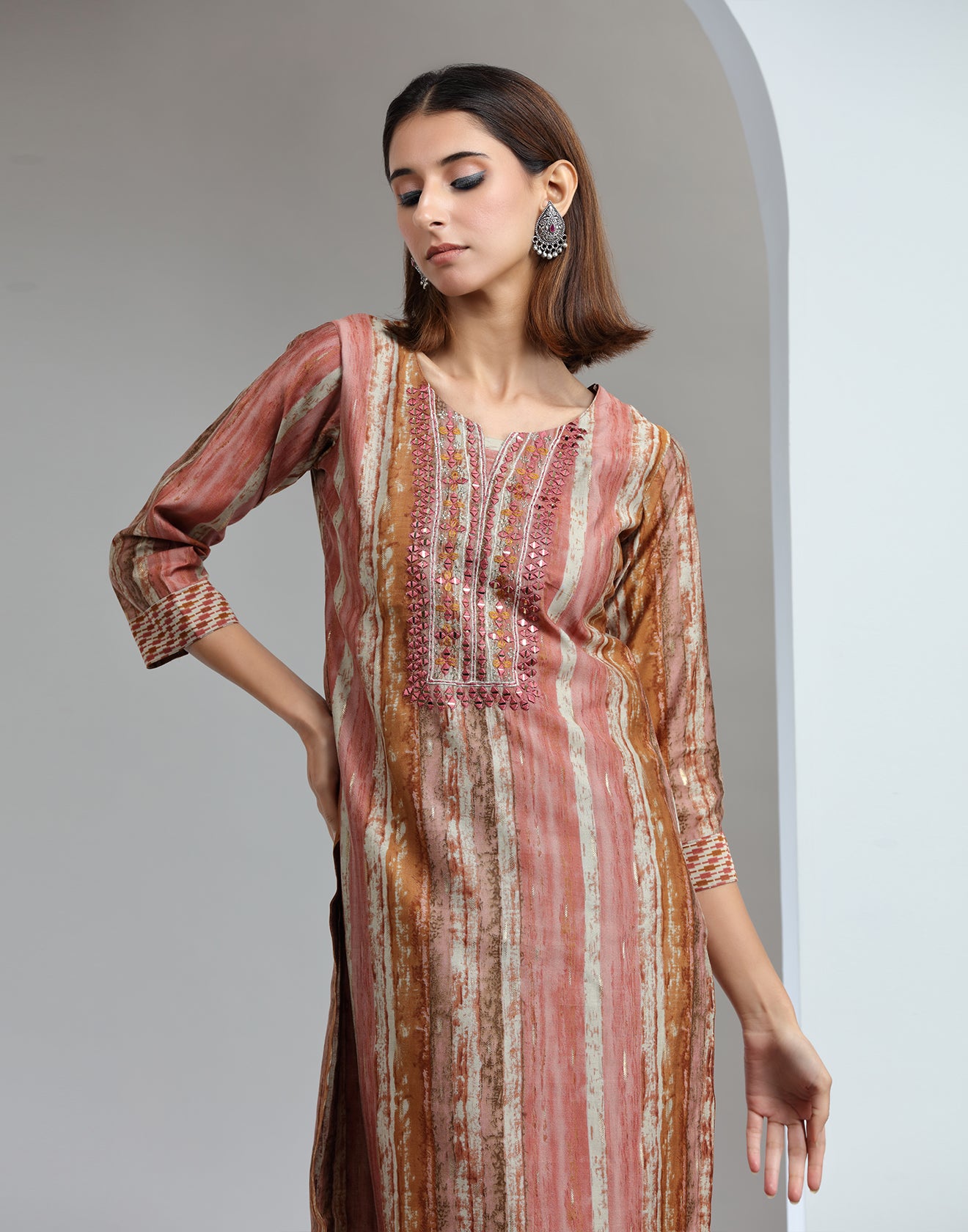 Rust Brown Shaded Kurta Set