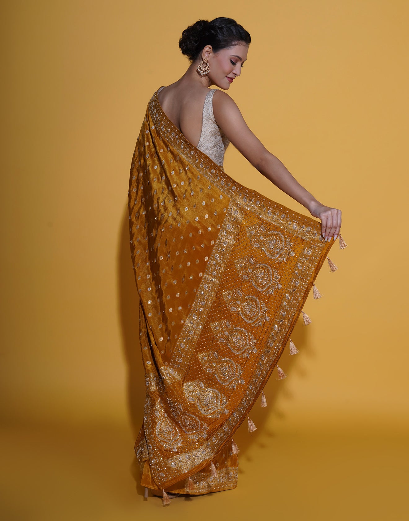 Rust And Gold Festive Silk Saree