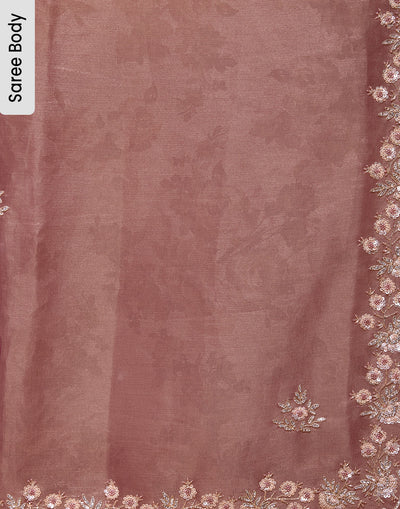 Rustic Wine Self-Print Embellished Saree