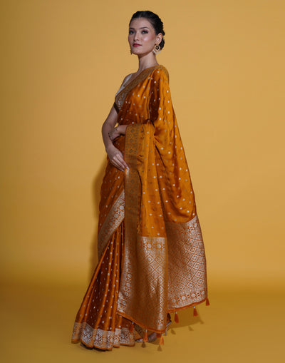 Rustic Orange Woven Zari Silk Saree