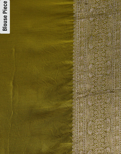 Mehendi Green Self Woven Silk Saree