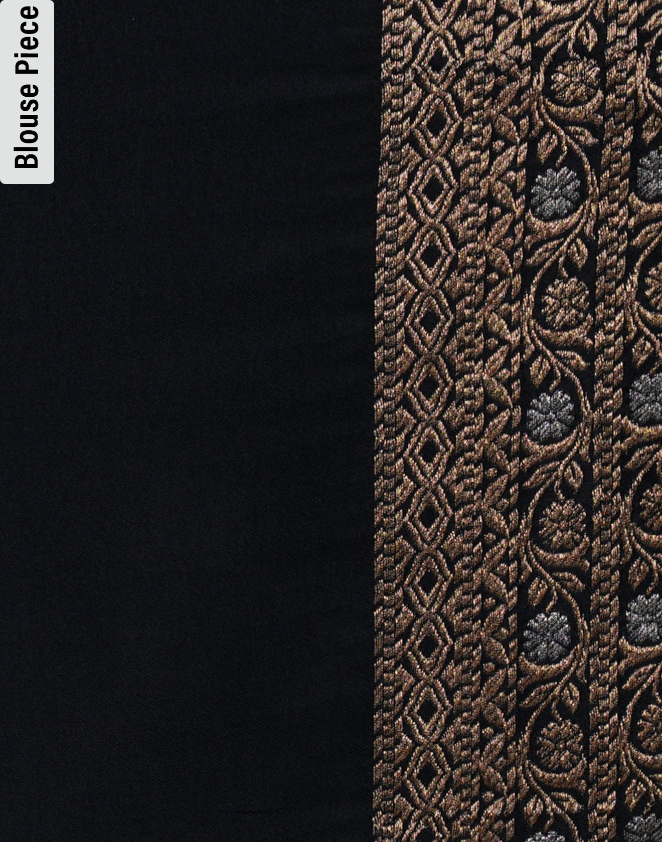 Jet Black With Antique Golden Weaving Silk Saree