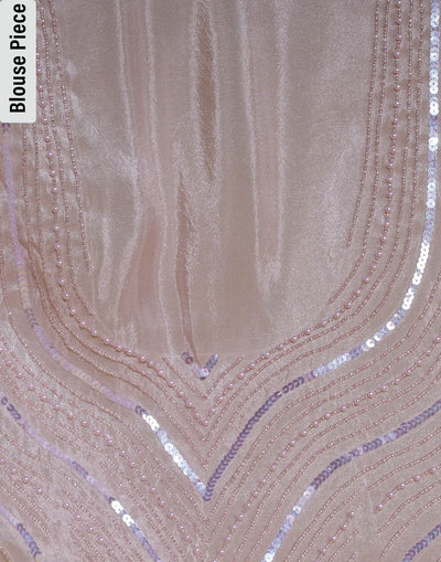 Rose Gold Sequin Embellished Net Saree