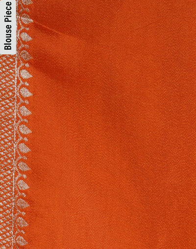 Vibrant Orange Saree In Retro Polka Weave