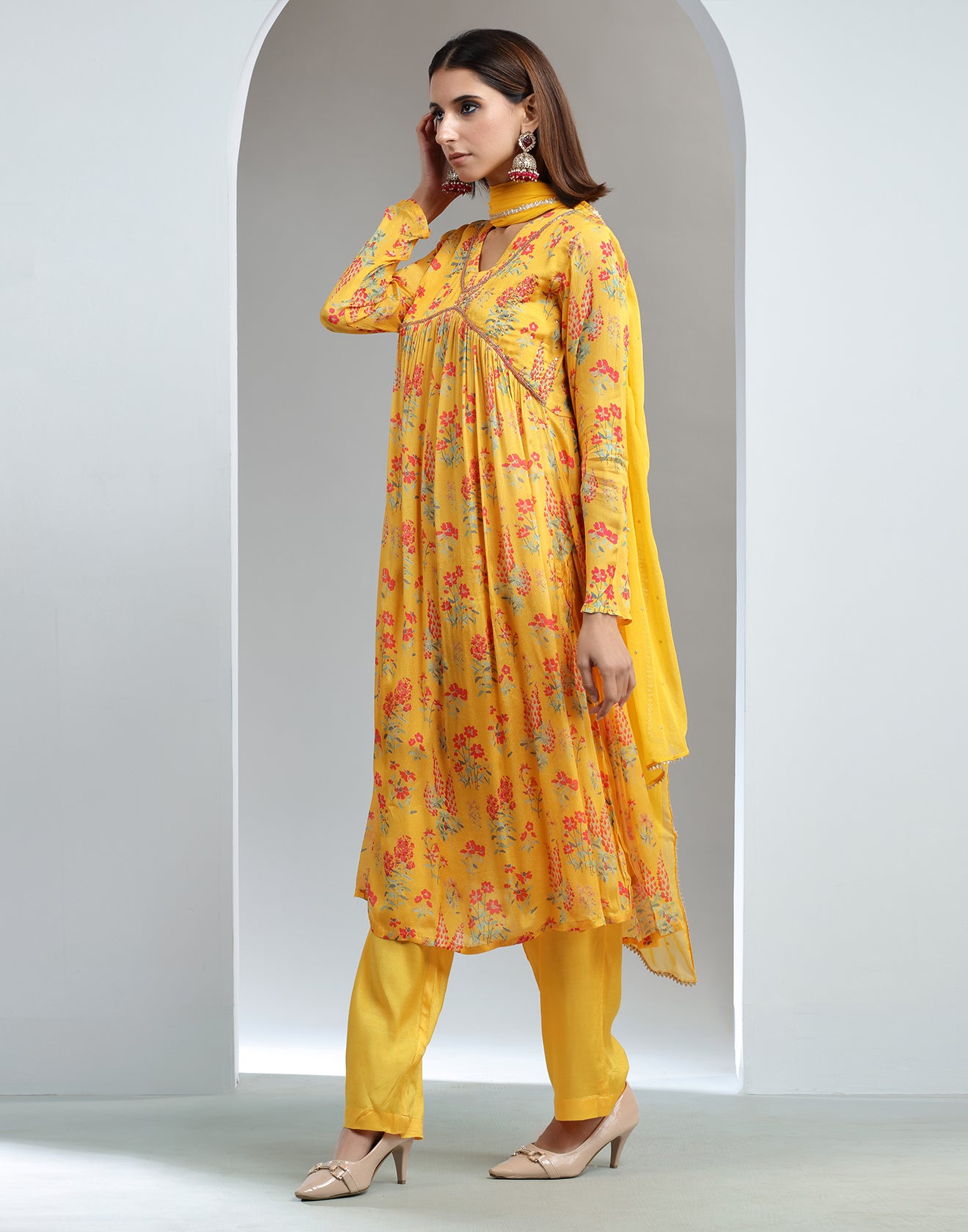 Saffron Yellow Festive Kurta Set
