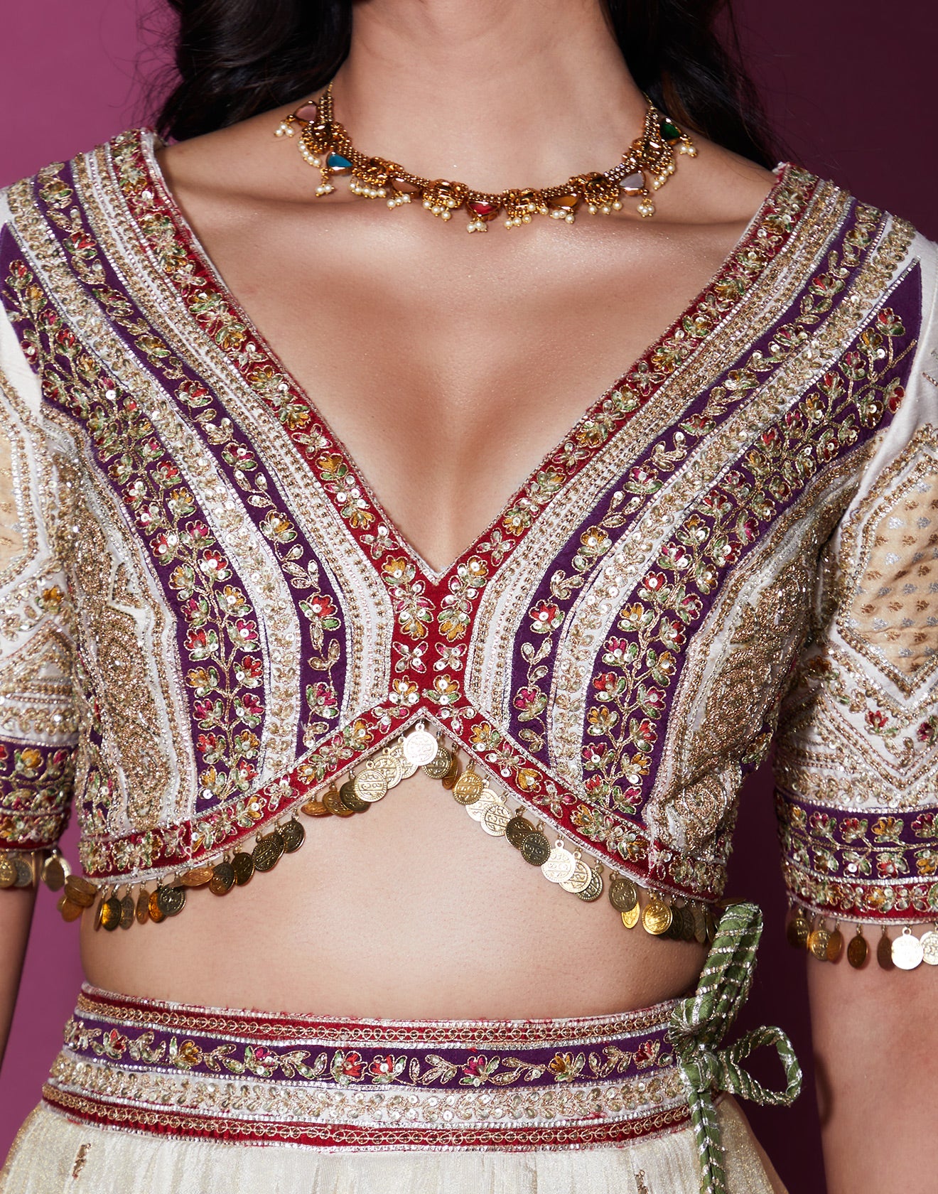 Satranga Embroidered Silk Lehenga Set