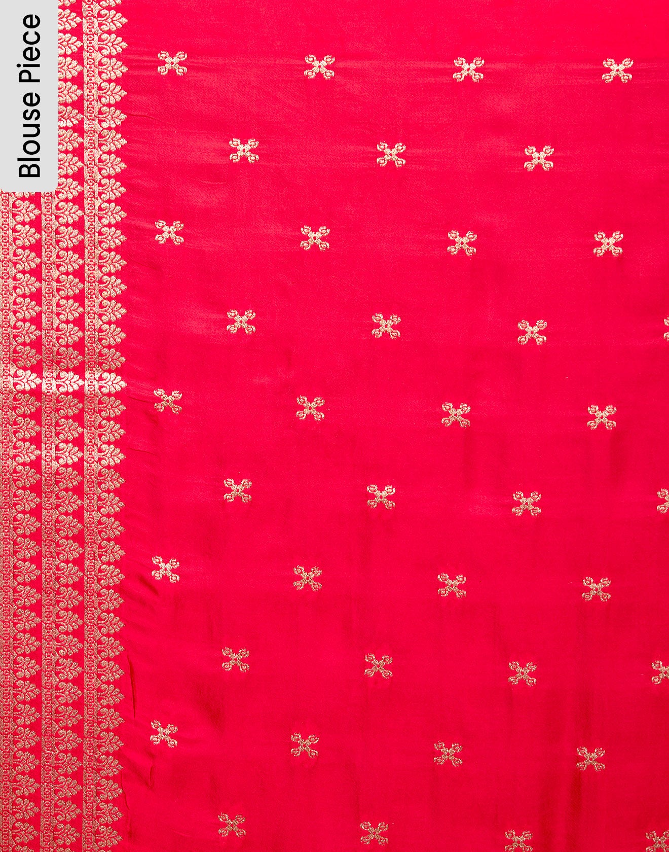 Scarlet Red Jacquard Silk Saree With Traditional Haati Border