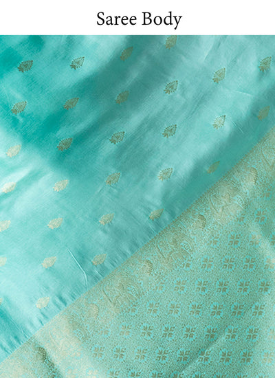 Sea Green Woven Saree In Golden Weave