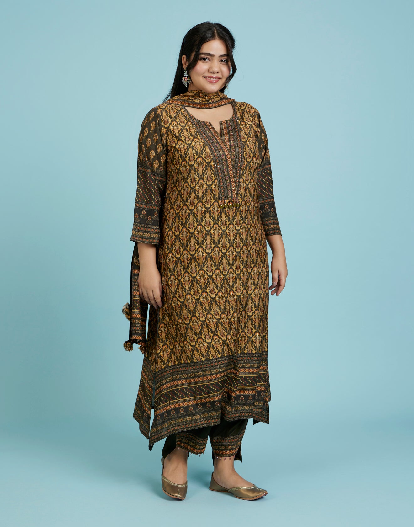 Shades Of Nature Ethnic Printed Workwear Kurta Set