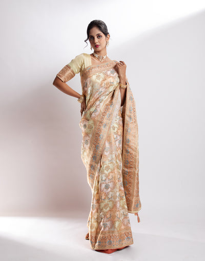 Shadowy Pastels Blended Silk Saree With Stitched Blouse