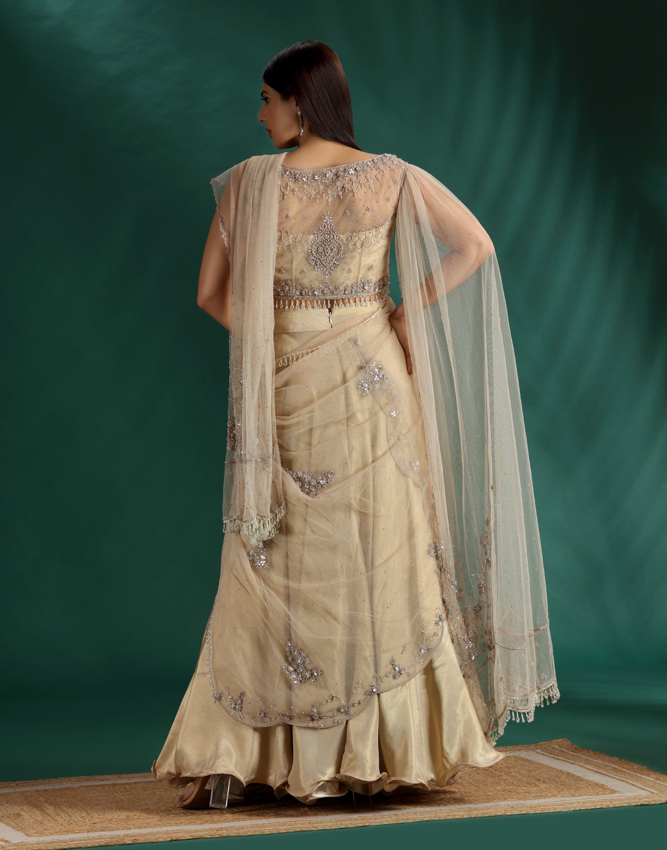 Shimmer And Glam Golden Cocktail Lehenga Set