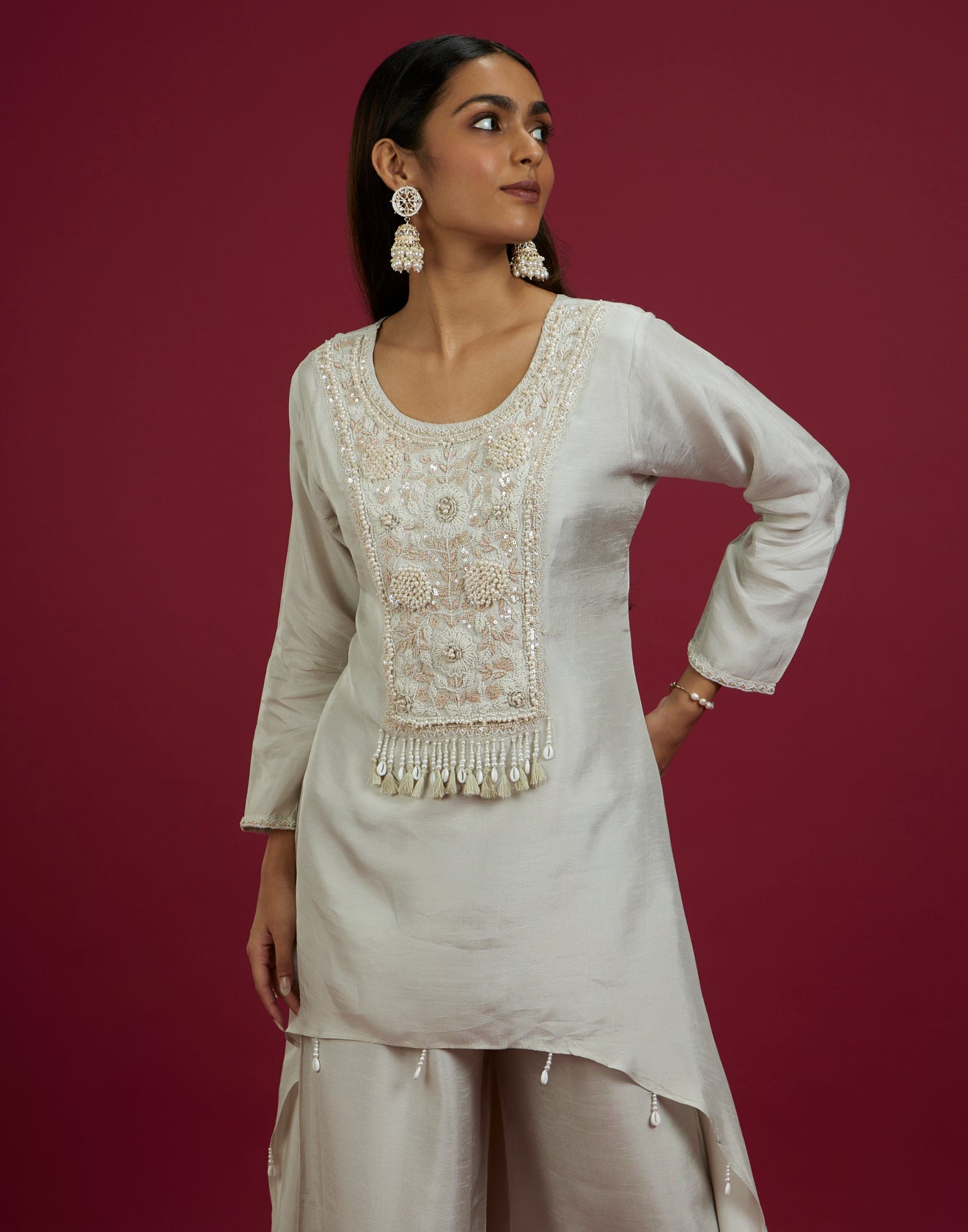 Snow-White In Pearl Festive Co-Ord Kurta Set